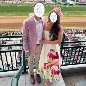 Nicholas the Label Kyra Floral Belted Strapless Fit & Flare Midi-Dress